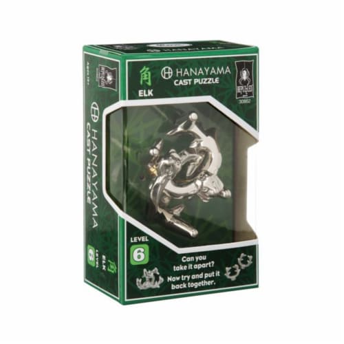 Hanayama Level 6 Elk Cast Puzzle Perspective: front