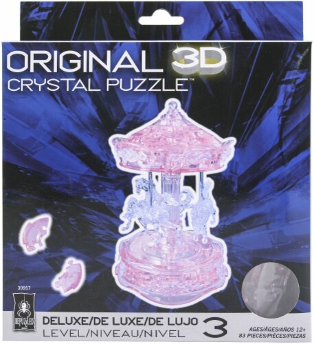 BePuzzled 3D Carousel Crystal Puzzle - Pink Perspective: front