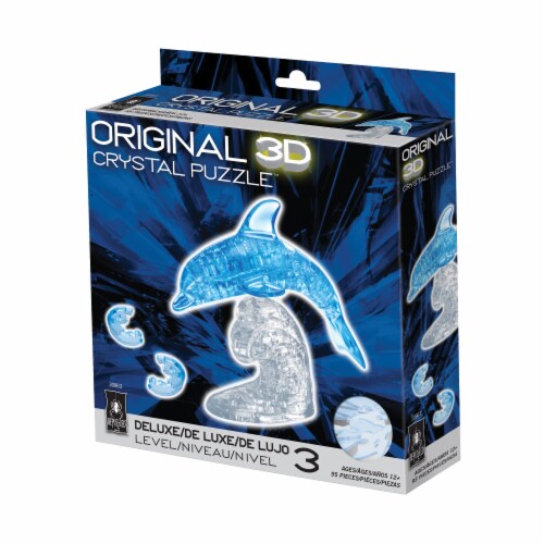 BePuzzled 3D Dolphin Crystal Puzzle - Blue Perspective: front