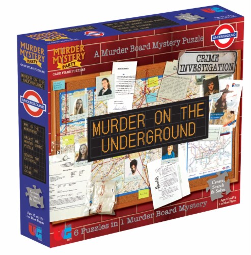 University Games Murder Mystery Party Case Murder on The Underground Murder Board Mystery Puzzle Perspective: front