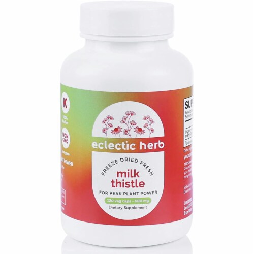 Eclectic Herb Freeze Dried Fresh Milk Thistle 600 mg 120 Veg Caps Perspective: front