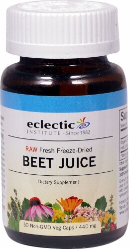 Eclectic Institute Raw Beet Juice Veg Caps 440 mg Perspective: front