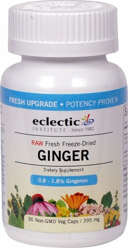 Eclectic Institute Raw Ginger Veg Caps 395 mg Perspective: front