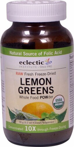 Eclectic Institute Lemon Greens Whole Food Powder Perspective: front