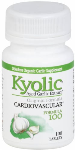 Kyolic Cardiovascular Formula 100 Organic Garlic Supplement Tablets Perspective: front