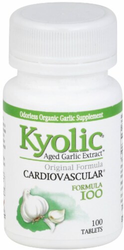 Kyolic Cardiovascular Formula 100 Organic Garlic Supplement Tablets Perspective: front