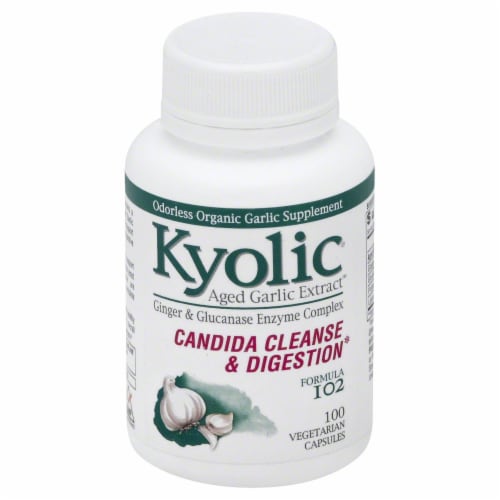 Kyolic Candida Cleanse & Digestion Formula Garlic Supplement Capsules Perspective: front