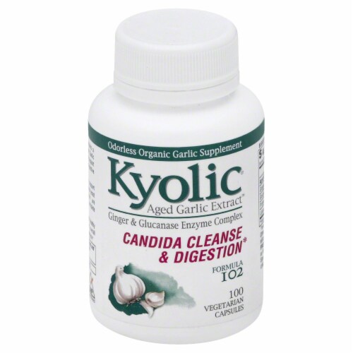Kyolic Candida Cleanse & Digestion Formula Garlic Supplement Capsules Perspective: front