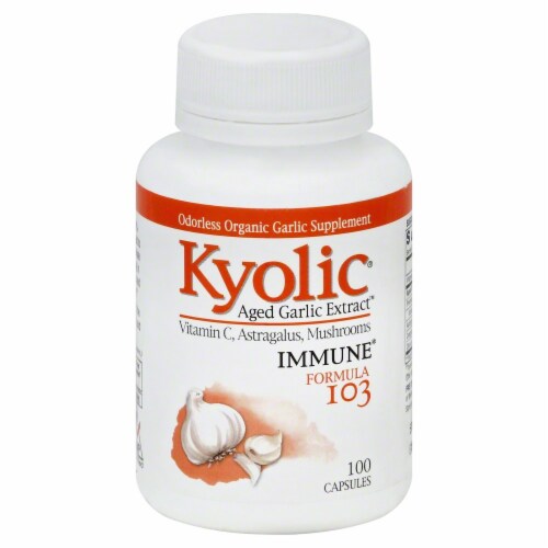 Kyolic Immune Formula 103 Aged Garlic Extract Capsules Perspective: front