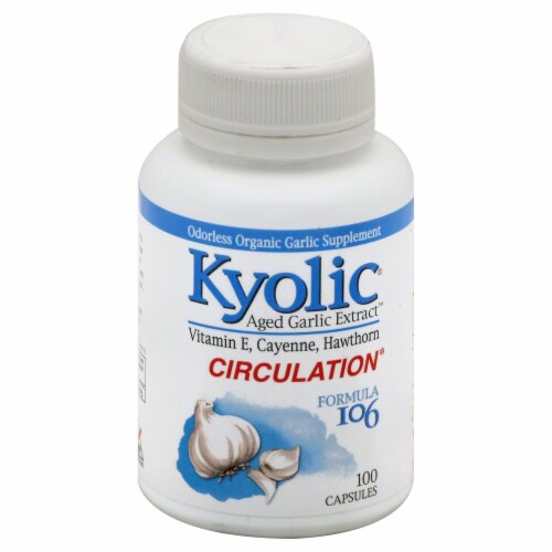 Kyolic Aged Garlic Extract Circulation Formula 106 Capsules Perspective: front