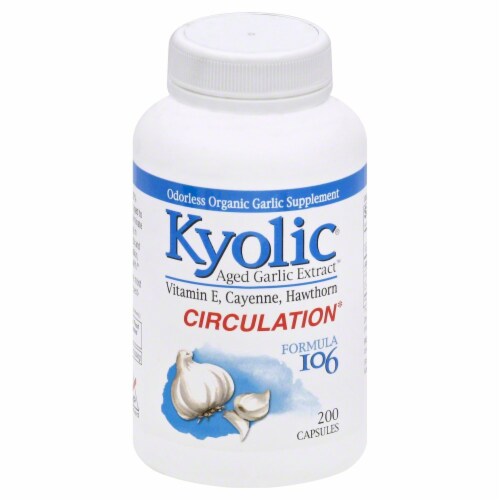 Kyolic Aged Garlic Extract Circulation Formula 106 Capsules Perspective: front
