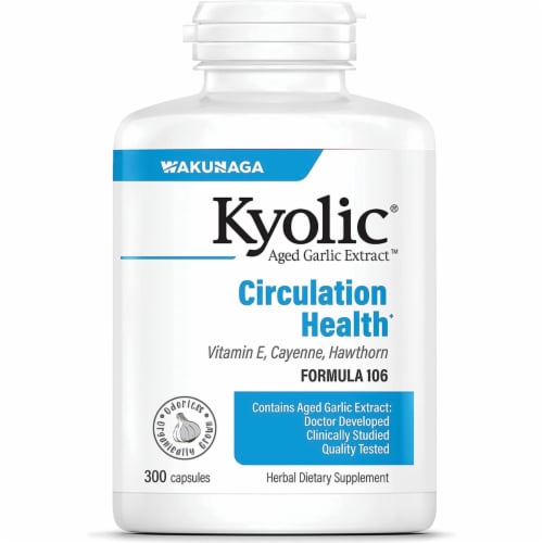 Kyolic #106 Garlic & Vitamin E 300 Caps Perspective: front