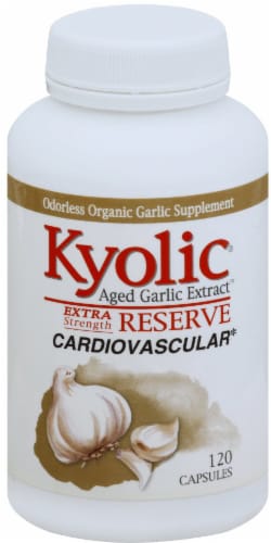 Kyolic Aged Garlic Extract Extra Strength Reserve Cardiovascular Capsules Perspective: front