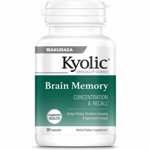Kyolic Brain Memory Supplement Capsules Perspective: front