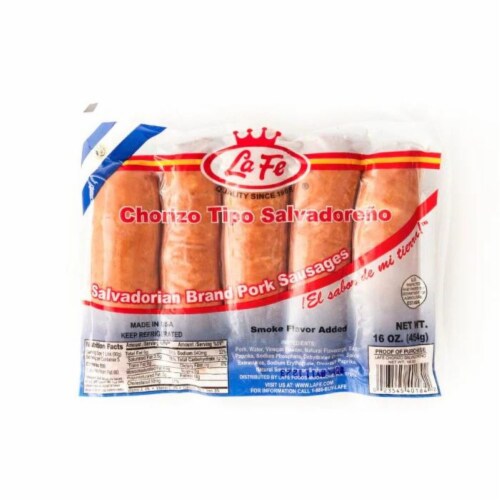 La Fe® Salvadorian Brand Pork Sausage Perspective: front
