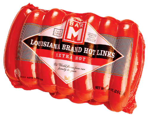 Bar M Extra Hot Louisiana Brand Hot Links Perspective: front