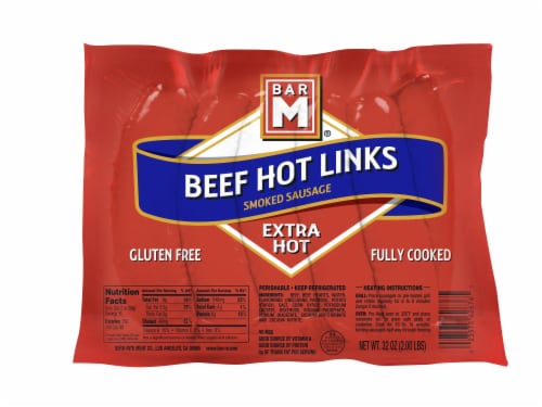 Bar M® Beef Extra Hot Links Smoked Sausages Perspective: front