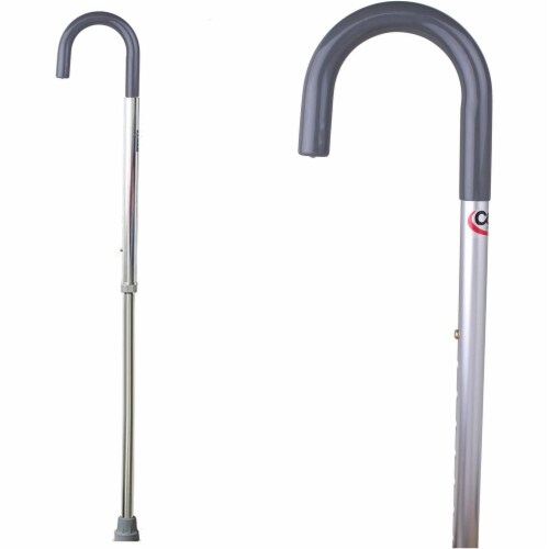 Compass Health Mens Round Handle Cane - Silver Perspective: front