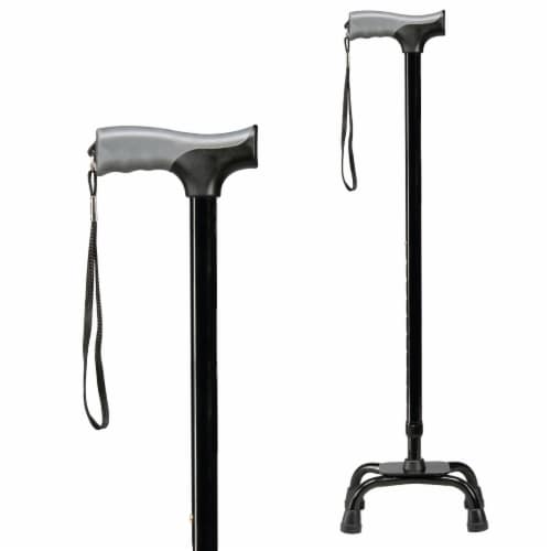 Compass Health Soft Grip Quad Cane - Black Perspective: front