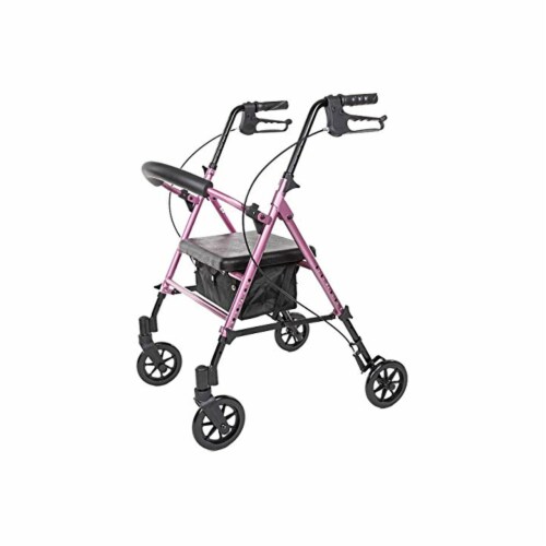 Carex Folding Step 'N Rest Aluminum Rolling Rollator Walker w/ Seat, 250lbs Support Perspective: front