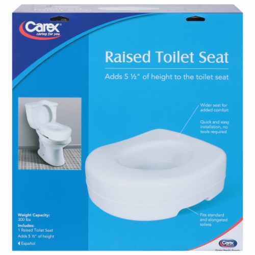 Carex Toilet Seat Riser - Adds 5.5 Inches - 300 Pound Weight Capacity -  Slip-Resistant, 1 count - Fry's Food Stores