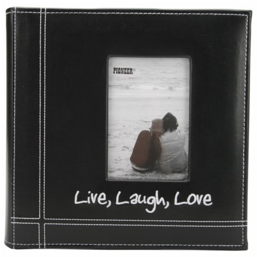 Pioneer Embroidered Stitched Leatherette Photo Album 9 X9 -Live, Laugh & Love - Black Perspective: front