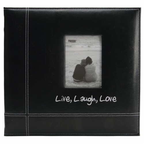 Pioneer Embroidered Leatherette Live, Laugh & Love Black Post Bound Album 12 X12 - Perspective: front