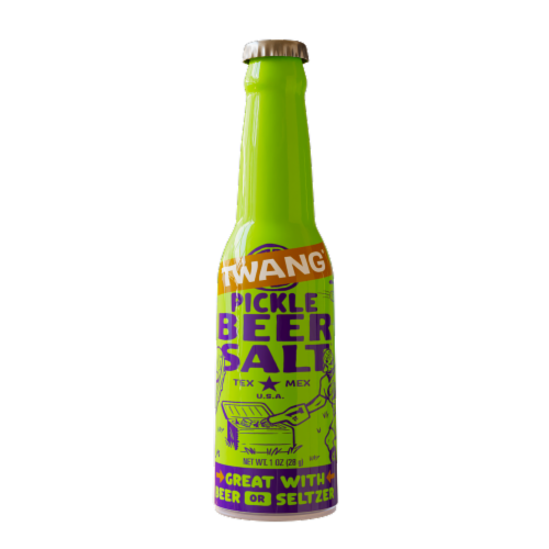 Twang Pickle Beer Salt Longneck Bottle Perspective: front
