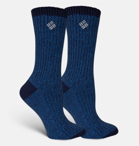 Columbia Women's Micro Poly Super Soft Marl Rib Crew Socks - Navy Perspective: front