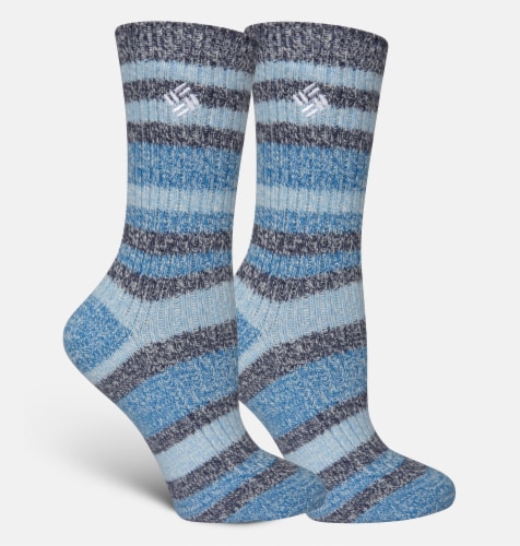 Columbia Women's  Canyon Stripe Micro Poly Super Soft Crew Socks - Navy Perspective: front