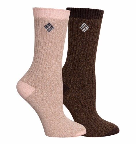 Columbia Women's Micro Poly Super Soft Marl Rib Crew Socks - Khaki/Brown Perspective: front