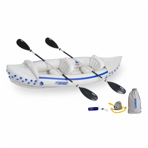 Sea Eagle 330 Deluxe 2 Person Inflatable Sport Kayak Canoe Boat w/ Pump & Oars Perspective: front