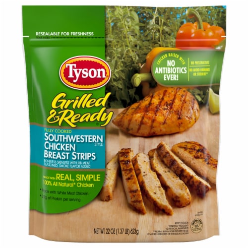 Tyson® Grilled and Ready® Fully Cooked Southwestern Chicken Breast Strips Perspective: front