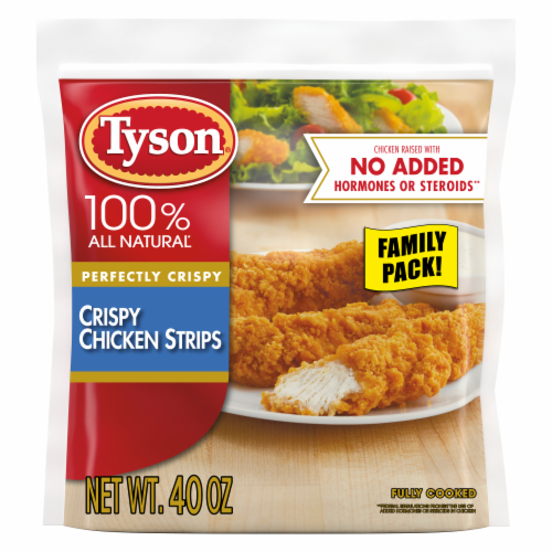Tyson® Fully Cooked Frozen Crispy Chicken Strips Perspective: front