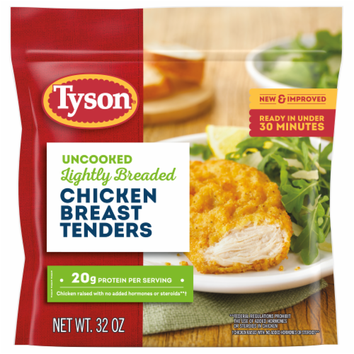 Tyson Frozen Raw Lightly Breaded Chicken Breast Tenderlions, 32 oz