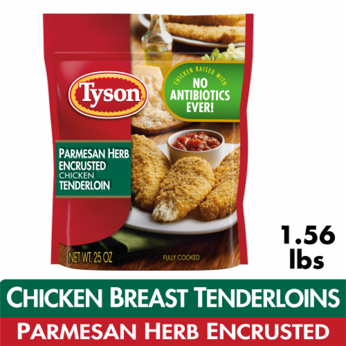 Tyson® Fully Cooked Parmesan Herb Crispy Frozen Chicken Strips Perspective: front
