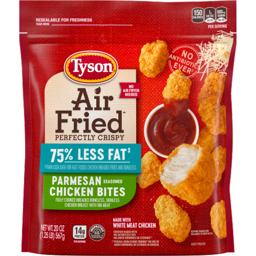 Tyson® Air Fried Parmesan Seasoned Frozen Chicken Bites Perspective: front