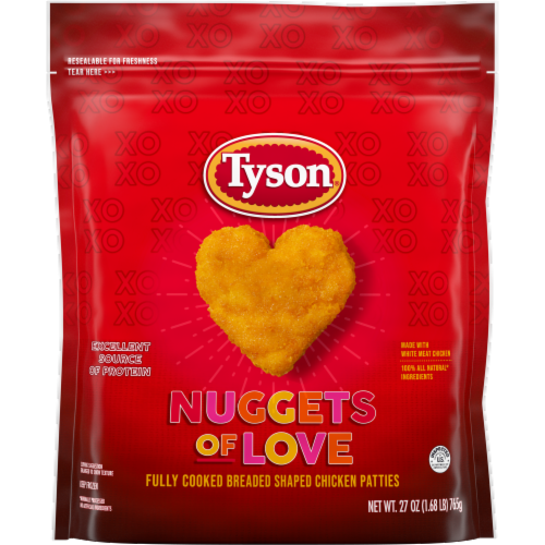 Tyson® Nuggets of Love Fully Cooked Heart Shaped Chicken Nuggets Perspective: front