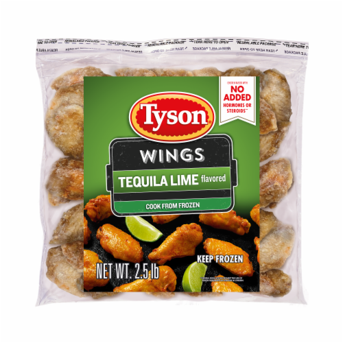Tyson® Uncooked Tequila Lime Flavored Ice Glazed Chicken Wing Sections Perspective: front