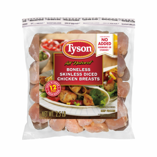 Tyson® Boneless Skinless Diced Chicken Breasts Perspective: front