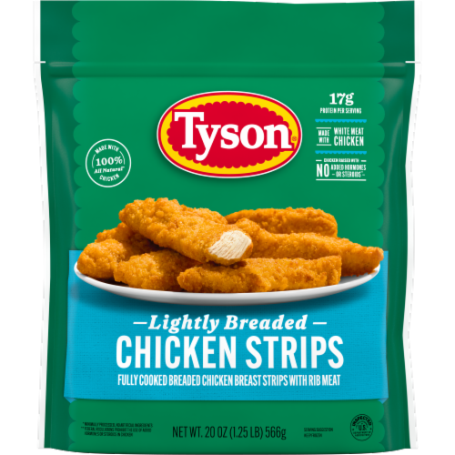 Tyson Frozen Lightly Breaded Chicken Strips Perspective: front