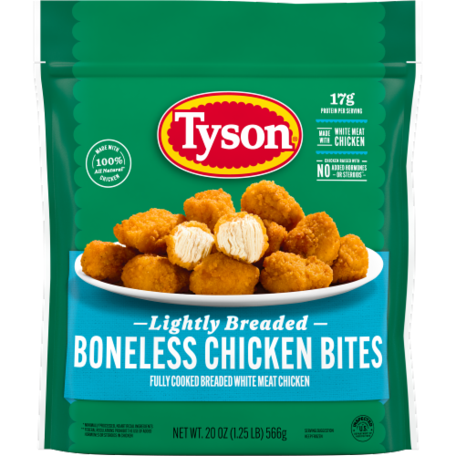 Tyson Frozen Lightly Breaded Boneless Chicken Bites Perspective: front