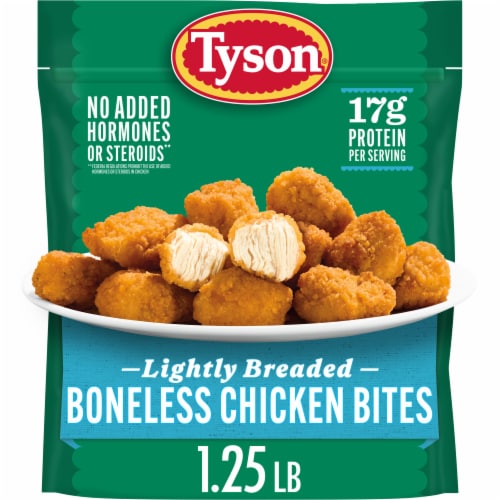 Tyson Frozen Lightly Breaded Boneless Chicken Bites Perspective: front