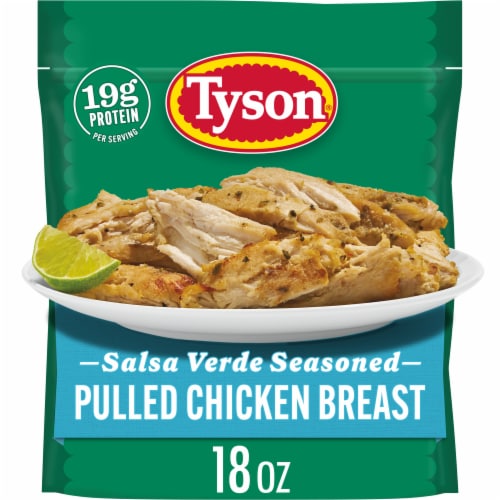 Tyson Frozen Salsa Verde Seasoned Pulled Chicken Breast Perspective: front
