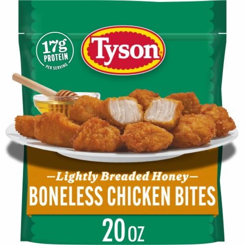 Tyson Frozen Lightly Breaded Honey Boneless Chicken Bites Perspective: front