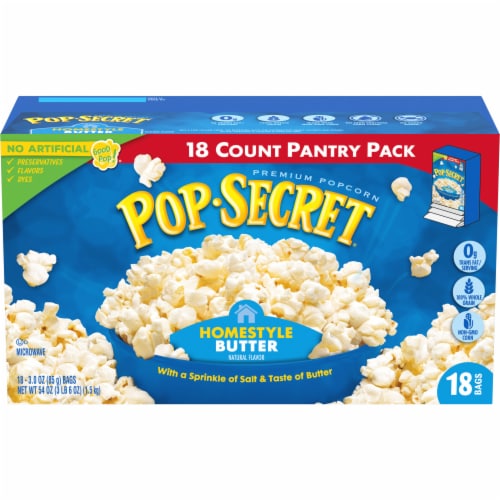 Pop Secret® Homestyle Butter Microwave Popcorn Bags Perspective: front