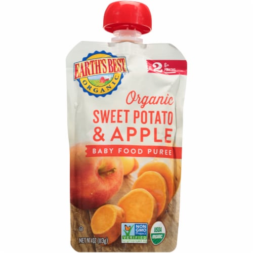 Earth's Best Organic® Sweet Potato Apple Baby Food Puree Pouch Perspective: front