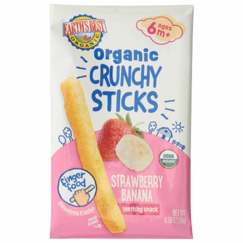 Earth's Best Crunchy Sticks Strawberry Banana Baby Food Snack Perspective: front