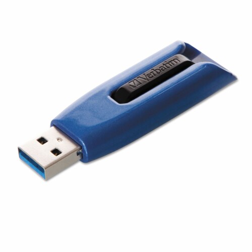 Verbatim V3 Max Usb 3.0 Flash Drive, 128 Gb, Blue 49808 Perspective: front