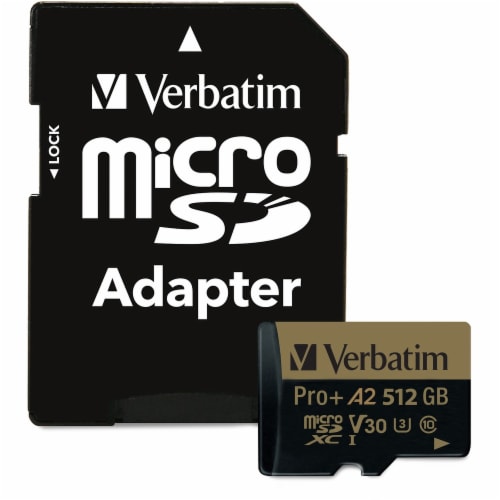 Verbatim Pro+ 512 GB Class 10/UHS-I (U3) microSDXC - 1 Pack - 100 MB/s Read - 60 MB/s Write - 666x Memory Speed - Lifetime Warranty Verbatim Pro+ 512 GB Class 10/UHS-I (U3) microSDXC - 1 Pack - 100 MB/s Read - 60 MB/s Write - 666x Memory Speed - Lifetime Warranty